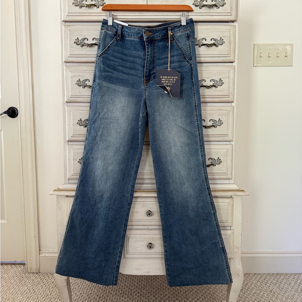 Medium Wash High Rise Wide Leg Jeans